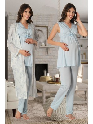 Lohusa Pijama Sabahlık Takım Effort 8034