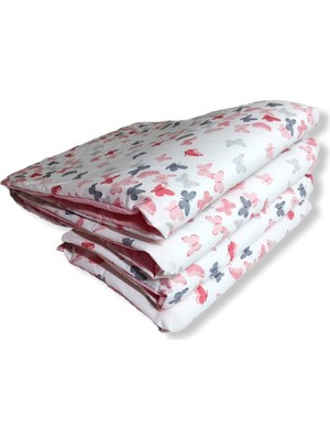 Bebek Özel Bebek/çocuk Beşik Kenar Koruma 80X180 Beşik Için (4 Parça) Kelebekli/pembe