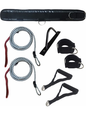 Belden Bağlamalı Antrenman Güç Lastiği Seti - Kemer, 2 Adet Lastik, El Aparatı Ayak Aparatı Duvar Aparatı