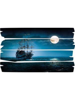 Renkselart Gemi Dolunay Deniz Mdf Tablo 1374 (Model E)