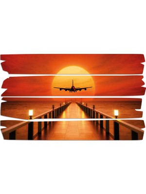 Renkselart Uçak Gün Batımı Iskele Mdf Tablo 3445 (Model E)