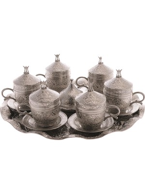 Bazaar 4 Osmanlı Şehzade Nescafe Fincan Seti 6 Kişilik Gümüş Renk