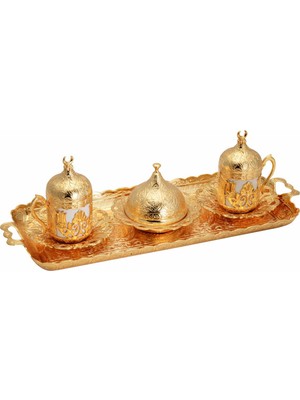 Bazaar 4 Osmanlı Motifli Sultan Türk Kahvesi Seti 2 Kişilik - Sarı