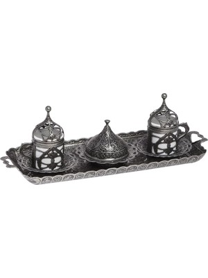 Bazaar 4 Osmanlı Hürrem Sultan Türk Kahvesi Seti 2 Kişilik - Kalaylı Beyaz