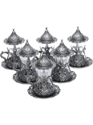 Bazaar 4 Osmanlı Motifli Mihriban Çay Sunum Seti - Kalaylı