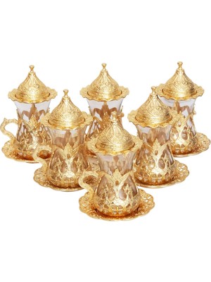 Bazaar 4 Osmanlı Motifli Mihriban Çay Sunum Seti - Sarı