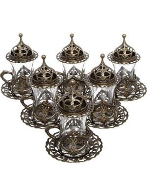 Bazaar 4 Osmanlı Motifli Hürrem Çay Sunum Seti - Antik Sarı