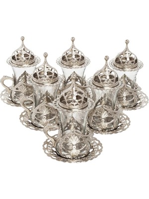 Bazaar 4 Osmanlı Motifli Hürrem Çay Sunum Seti - Beyaz