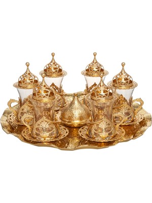 Bazaar 4 Osmanlı Motifli Hürrem Çay Sunum Seti - Sarı