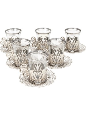 Bazaar 4 Osmanlı Motifli Sultan Çay Sunum Seti - Beyaz