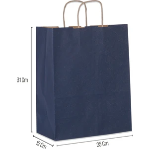 Paketleme Tezgahı 25*31*12 Lacivert Kraft Saplı Kağıt Çanta 25 Adet