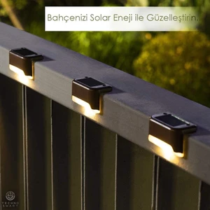Solar Güneş Enerjili Şarj Edilen Köşebent Merdiven Veranda Bahçe LED Lamba Siyah (4ADET)