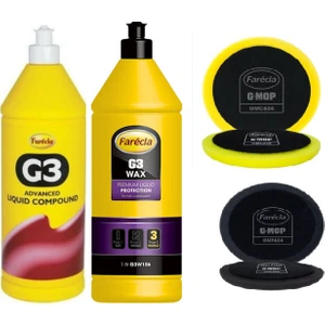 G3 Pasta 1lt + G3 Wax Cila 1 Lt + Cırtlı Sarı-Siyah Pasta Cila Süngeri