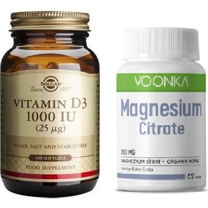 Magnezyum Sitrat 200 Mg 62 Tablet + D3 Vitamini 1000 Iu 100 Kapsül