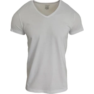 Raf Coll Basic Beyaz V Yaka Unisex Slim Fit T-Shirt