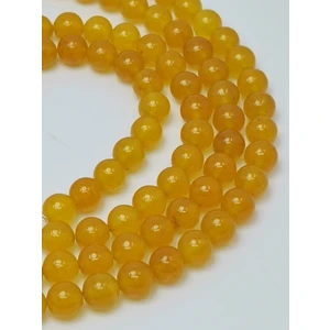 Livza Bijuteri Sarı Akik Doğal Taş Dizisi 8mm