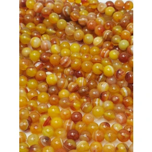 Livza Bijuteri Sarı Beyaz Akik Doğal Taş Dizisi 8mm