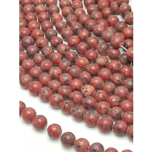 Livza Bijuteri Kırmızı Siyah Mercan Doğal Taş Dizisi 8mm