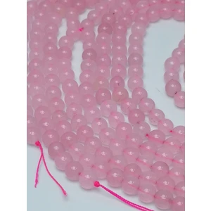 Livza Bijuteri Pembe Kuvars Doğal Taş Dizisi 8mm