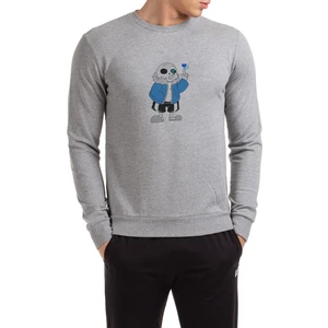 Undertale Sans Baskılı Gri Erkek Örme Sweatshirt Uzun Kol