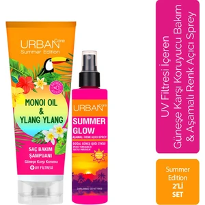 URBAN Care Summer-Monoi Yağı&Ylang Ylang Güneş Koruyucu Saç Bakım Şampuanı+Renk Açıcı Sprey-Vegan