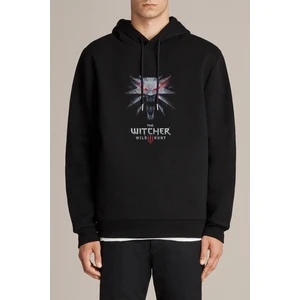Witcher 3 Wild Hunt Original Game Baskılı Siyah Erkek Örme Kapşonlu Sweatshirt Uzun Kol