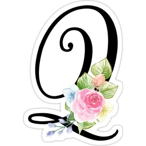 Çiçek Monogram Süslü Komut Dosyası Q Harfi Sticker Araba Oto Arma Duvar Sticker