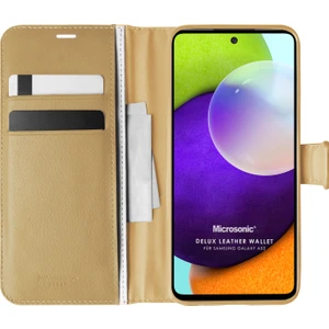 Samsung Galaxy A52 Kılıf Delux Leather Wallet Gold