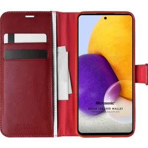 Samsung Galaxy A72 Kılıf Delux Leather Wallet Kırmızı