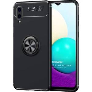 Samsung Galaxy A02 Kılıf Kickstand Ring Holder Siyah