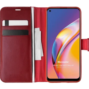 Oppo Reno 5 Lite Kılıf Delux Leather Wallet Kırmızı