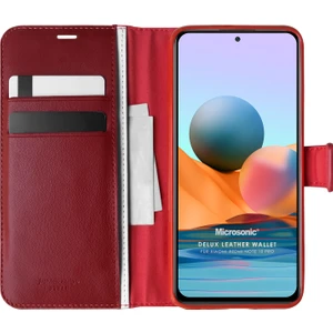 Xiaomi Redmi Note 10 Pro Kılıf Delux Leather Wallet Kırmızı
