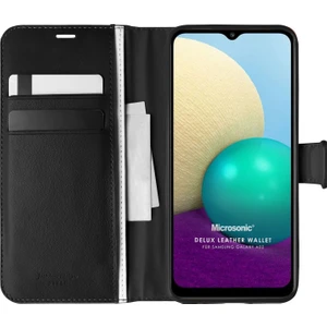 Samsung Galaxy A02 Kılıf Delux Leather Wallet Siyah