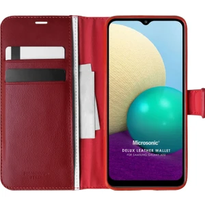 Samsung Galaxy A02 Kılıf Delux Leather Wallet Kırmızı