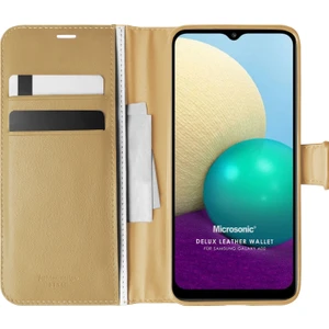 Samsung Galaxy A02 Kılıf Delux Leather Wallet Gold