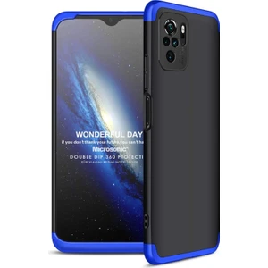 Xiaomi Redmi Note 10 Kılıf Double Dip 360 Protective Siyah Mavi