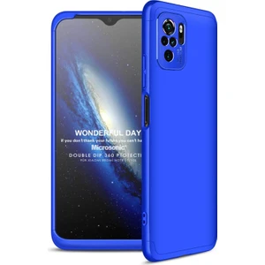 Xiaomi Redmi Note 10S Kılıf Double Dip 360 Protective Mavi
