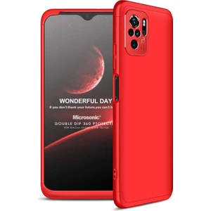 Xiaomi Redmi Note 10S Kılıf Double Dip 360 Protective Kırmızı