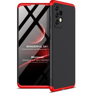 Samsung Galaxy A72 Kılıf Double Dip 360 Protective Siyah Kırmızı