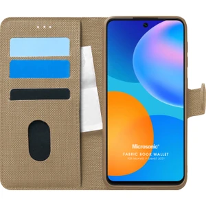 Huawei P Smart 2021 Kılıf Fabric Book Wallet Gold