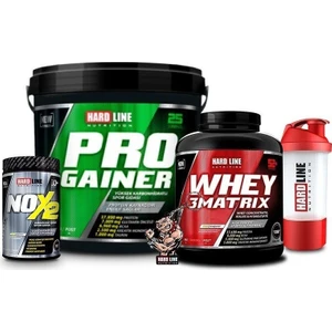Hardline Nutrition Hardline Whey 3 Matrix 2300 gr + Progainer 5000 gr Çilek + Nox 2 Kombinasyonu