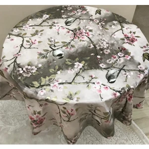 Yüksel Halı Mefruşat Astarlı Muşamba Masa Örtüsü Yuvarlak Pvc