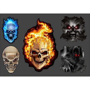 Ubga Gift  motorsiklet Kask Araç ve Laptop Sticker Set 5'li