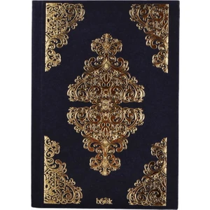 Etnik Saray Desenli Varak Yaldızlı Siyah Sayfalı Küçük Boy Günlük Hatıra Defteri