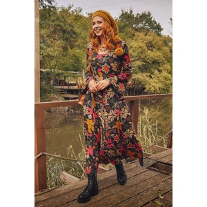 Los Banditos Desenli Kayık Yaka Belden Bağlamalı Ispanyol Kol Kadın Elbise