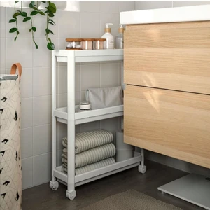 Masho Trend Beyaz Vesken Tekerlekli Raf Unitesi - 3 Katlı Vesken Raf - Banyo Rafı - Mutfak Rafı - 54 x 18 x 71