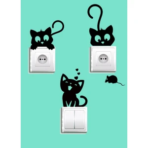 Dekor Sepetim Kedi Priz-Anahtar Sticker