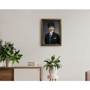 Bk Gift Atatürk Tasarımlı Doğal Masif Ahşap Çerçeveli Tablo 45X65CM-21