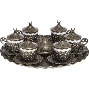 Bazaar 4 Osmanlı Motifli Nescafe Fincan Seti 6 Kişilik Antik Sarı