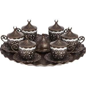 Bazaar 4 Osmanlı Motifli Nescafe Fincan Seti 6 Kişilik Antik Bakır
